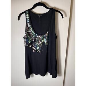 Express M Black Dreamweight Cotton Sequin Tank Top Medium Sparkly Cute